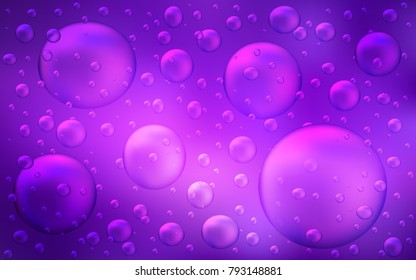 Light Purple, Pink vector background with dots. Abstract illustration with colored bubbles in nature style. Pattern can be used as texture of water, rain drops.