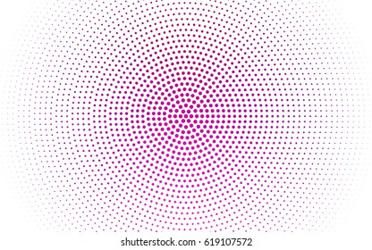 Light Purple, Pink vector banner set of circles, spheres. Donuts Background. Creative Design Templates. Technology halftone illustration.