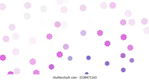 Light purple, pink vector beautiful snowflakes backdrop with flowers. Smart geometrical abstract illustration with ice, snow. Poster, banner  for New year design.