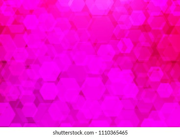 Light Purple, Pink vector blurry hexagon pattern. Glitter abstract illustration with an elegant design. The best hexagonal design for your business.