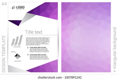 Light Purple, Pink vector  brochure for ui, ux design. Beautiful colored sample in A4 size. Beautiful design for cover of notepads.