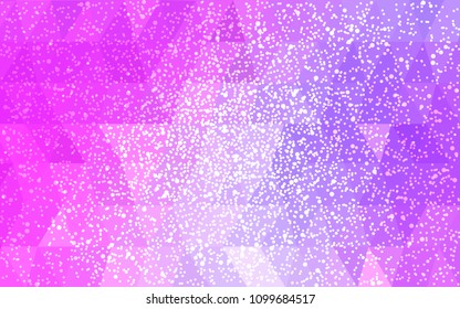 Light Purple, Pink vector christmas postcard low polygon background. Illustration consisting of triangles. Abstract triangular polygonal origami or crystal design of New Year celebration.