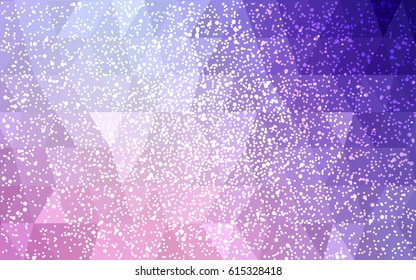 Light Purple, Pink vector christmas postcard low polygon background. Illustration consisting of triangles. Abstract triangular polygonal origami or crystal design of New Year celebration.