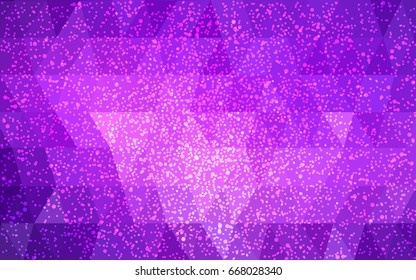 Light Purple, Pink vector christmas polygon background. Low poly Illustration consisting of triangles with snowflakes. Texture background of New Year celebration.