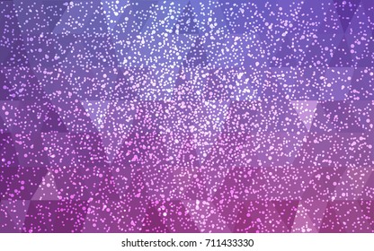Light Purple, Pink vector christmas polygon background. Low poly Illustration consisting of triangles with snowflakes. Texture background of New Year celebration.
