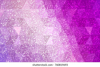 Light Purple, Pink vector christmas polygon background. Low poly Illustration consisting of triangles with snowflakes. Texture background of New Year celebration.