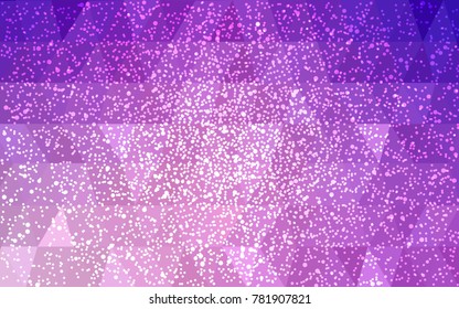 Light Purple, Pink vector christmas polygon background. Low poly Illustration consisting of triangles with snowflakes. Texture background of New Year celebration.