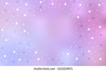 Light Purple, Pink vector cover with small and big stars. Glitter abstract illustration with colored stars. Best design for your ad, poster, banner.