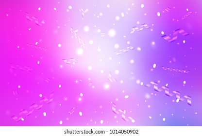 Light Purple, Pink vector cover with happy holiday ribbons. Confetti on blurred abstract background with colorful gradient. The pattern can be used for new year ad, booklets.