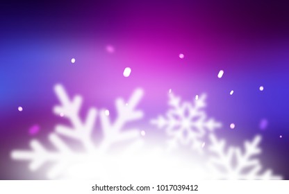 Light Purple, Pink vector cover with beautiful snowflakes. Glitter abstract illustration with crystals of ice. The template can be used as a new year background.