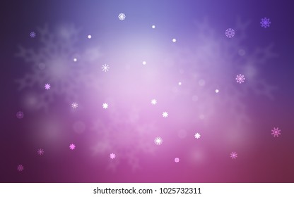Light Purple, Pink vector cover with beautiful snowflakes. Modern geometrical abstract illustration with crystals of ice. The template can be used as a new year background.