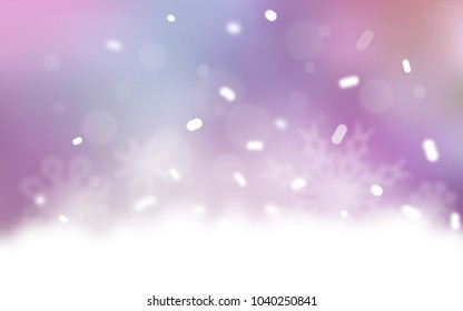 Light Purple, Pink vector cover with beautiful snowflakes. Glitter abstract illustration with crystals of ice. The template can be used as a new year background.