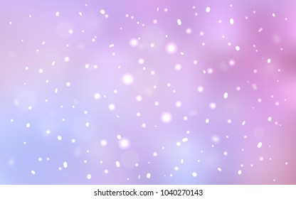 Light Purple, Pink vector cover with beautiful snowflakes. Shining colored illustration with snow in christmas style. The pattern can be used for new year leaflets.