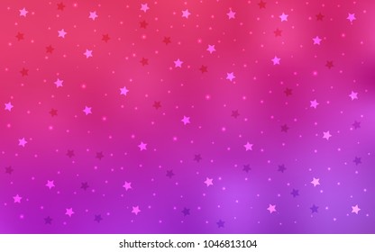 Light Purple, Pink vector cover with small and big stars. Stars on blurred abstract background with gradient. Smart design for your business advert.