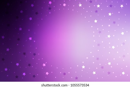 Light Purple, Pink vector cover with small and big stars. Blurred decorative design in simple style with stars. The pattern can be used for wrapping gifts.