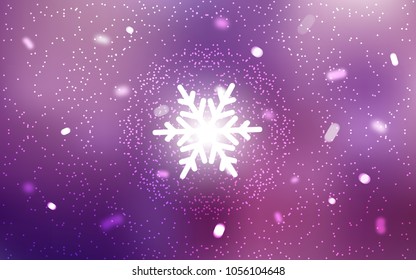 Light Purple, Pink vector cover with beautiful snowflakes. Glitter abstract illustration with crystals of ice. The pattern can be used for new year leaflets.