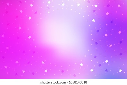 Light Purple, Pink vector cover with small and big stars. Blurred decorative design in simple style with stars. The pattern can be used for new year ad, booklets.