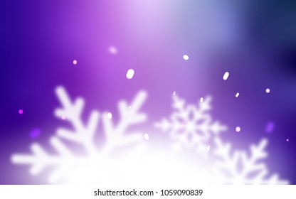 Light Purple, Pink vector cover with beautiful snowflakes. Glitter abstract illustration with crystals of ice. New year design for your ad, poster, banner.