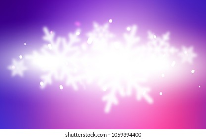 Light Purple, Pink vector cover with beautiful snowflakes. Glitter abstract illustration with crystals of ice. The pattern can be used for new year ad, booklets.