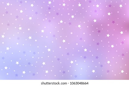 Light Purple, Pink vector cover with small and big stars. Blurred decorative design in simple style with stars. The pattern can be used for new year ad, booklets.