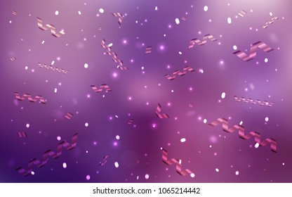 Light Purple, Pink vector cover with happy holiday ribbons. Decorative shining illustration with ribbons on abstract template. The pattern can be used for new year ad, booklets.