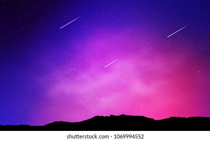 Light Purple, Pink vector cover with astronomical stars. Shining colored illustration with bright astronomical stars. Pattern for astrology websites.