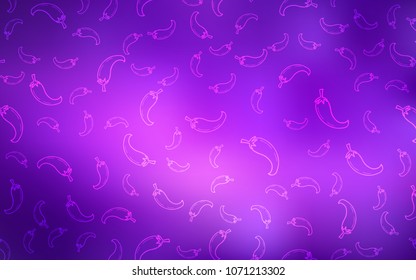 Light Purple, Pink vector cover with chili peppers. Illustration with set of fresh peppers in doodle style. Pattern for ad, booklets, leaflets of restaurants.
