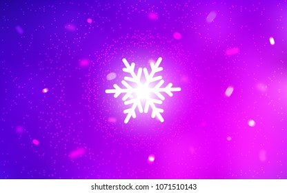 Light Purple, Pink vector cover with beautiful snowflakes. Blurred decorative design in xmas style with snow. The pattern can be used for new year ad, booklets.