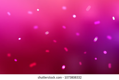 Light Purple, Pink vector cover with beautiful snowflakes. Snow on blurred abstract background with gradient. The pattern can be used for new year leaflets.