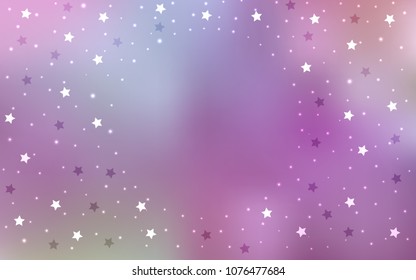 Light Purple, Pink vector cover with small and big stars. Shining colored illustration with stars. Best design for your ad, poster, banner.