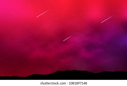 Light Purple, Pink vector cover with astronomical stars. Space stars on blurred abstract background with gradient. Template for cosmic backgrounds.