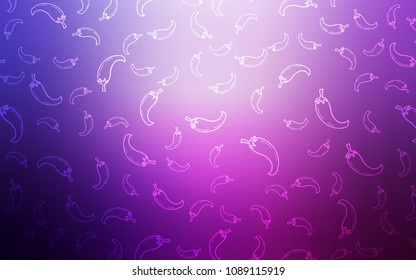 Light Purple, Pink vector cover with chili peppers. Blurred decorative design of peppers in doodle style. Pattern for ad, booklets, leaflets of restaurants.