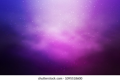 Light Purple, Pink vector cover with astronomical stars. Shining colored illustration with bright astronomical stars. Pattern for futuristic ad, booklets.