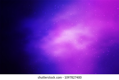 Light Purple, Pink vector cover with astronomical stars. Space stars on blurred abstract background with gradient. Template for cosmic backgrounds.