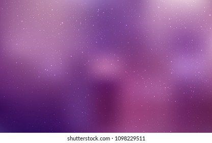 Light Purple, Pink vector cover with astronomical stars. Shining colored illustration with bright astronomical stars. Template for cosmic backgrounds.