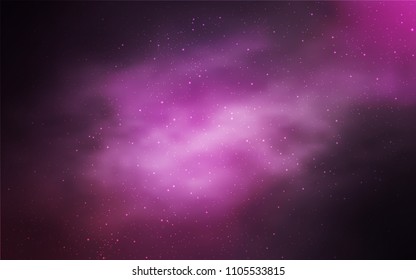 Light Purple, Pink vector cover with astronomical stars. Shining illustration with sky stars on abstract template. Pattern for astronomy websites.
