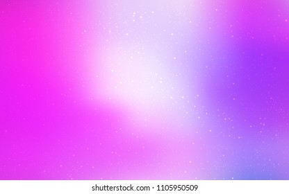 Light Purple, Pink vector cover with astronomical stars. Shining illustration with sky stars on abstract template. Template for cosmic backgrounds.