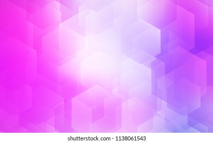Light Purple, Pink vector cover with set of hexagons. Glitter abstract illustration in hexagonal style. New template for your brand book.