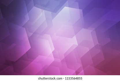 Light Purple, Pink vector cover with set of hexagons. Colorful hexagons on white backdrop. Pattern can be used for landing pages.