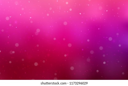 Light Purple, Pink vector cover with beautiful snowflakes. Decorative shining illustration with snow on abstract template. New year design for your business advert.
