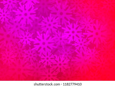Light Purple, Pink vector cover with beautiful snowflakes. Decorative shining illustration with snow on abstract template. The pattern can be used for year new  websites.