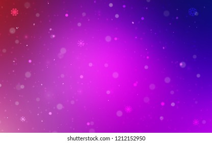 Light Purple, Pink vector cover with beautiful snowflakes. Modern geometrical abstract illustration with crystals of ice. The pattern can be used for new year leaflets.