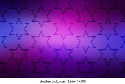 Light Purple, Pink vector cover with small and big stars. Modern geometrical abstract illustration with stars. Template for sell phone backgrounds.