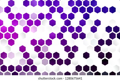 Light Purple, Pink vector cover with set of hexagons. Illustration of colored hexagons on white surface. Pattern for texture of wallpapers.