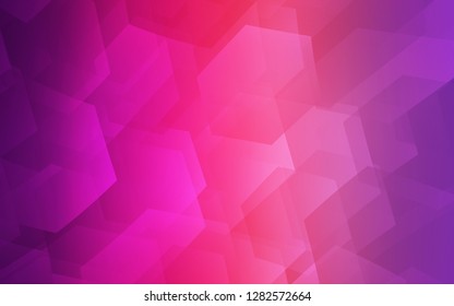 Light Purple, Pink vector cover with set of hexagons. Colorful hexagons on white backdrop. Pattern for ads, leaflets.