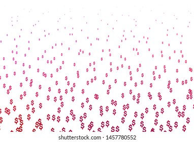 Light Purple, Pink vector cover with Dollar signs. Colored symbols of all currency on white background. The pattern can be used as ads, poster, banner for payments.