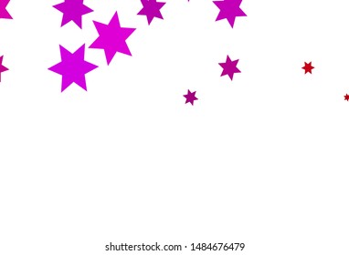 Light Purple, Pink vector cover with small and big stars. Decorative shining illustration with stars on abstract template. The pattern can be used for wrapping gifts.