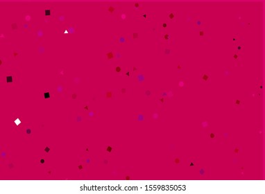 Light Purple, Pink vector cover in polygonal style with circles. Illustration with set of colorful circles, triangles, squares. Modern template for your landing page.