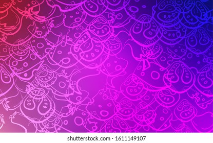 Light Purple, Pink vector cover with cuisine gourmet. Illustration with set of fresh food in doodle style. Doodle design for your business advert of cafes.