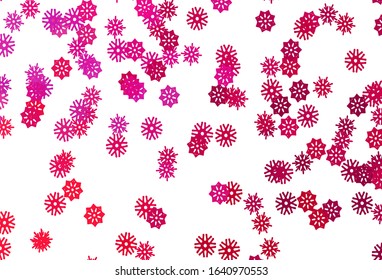 Light Purple, Pink vector cover with beautiful snowflakes. Snow on blurred abstract background with gradient. The pattern can be used for year new  websites.